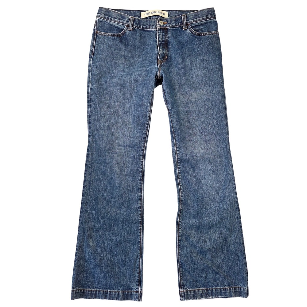 Vtg Gap Long and Lean Jeans Womens 10R Medium Wash Blue Cotton Flare Button Fly